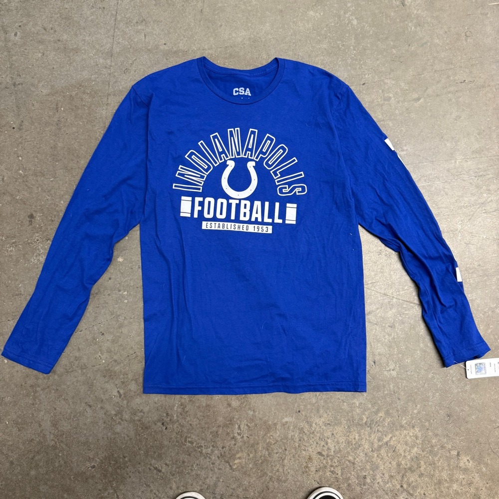 CSA Indianapolis Colts NFL Long Sleeve T-Shirt Mens Large Blue Graphic Tee NEW